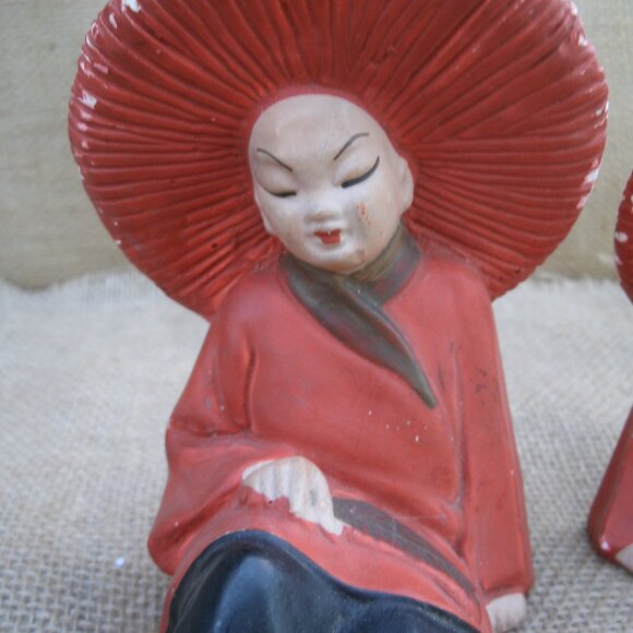 Vintage Chinese Boy & Girl Chalkware Figurines - Picture 11 of 16